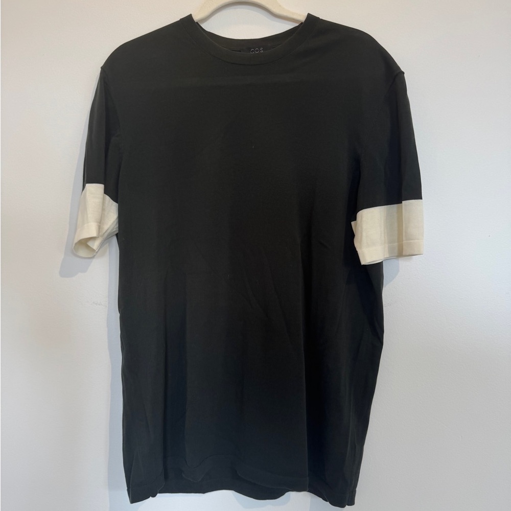 COS Green Knit Colorblock Tshirt